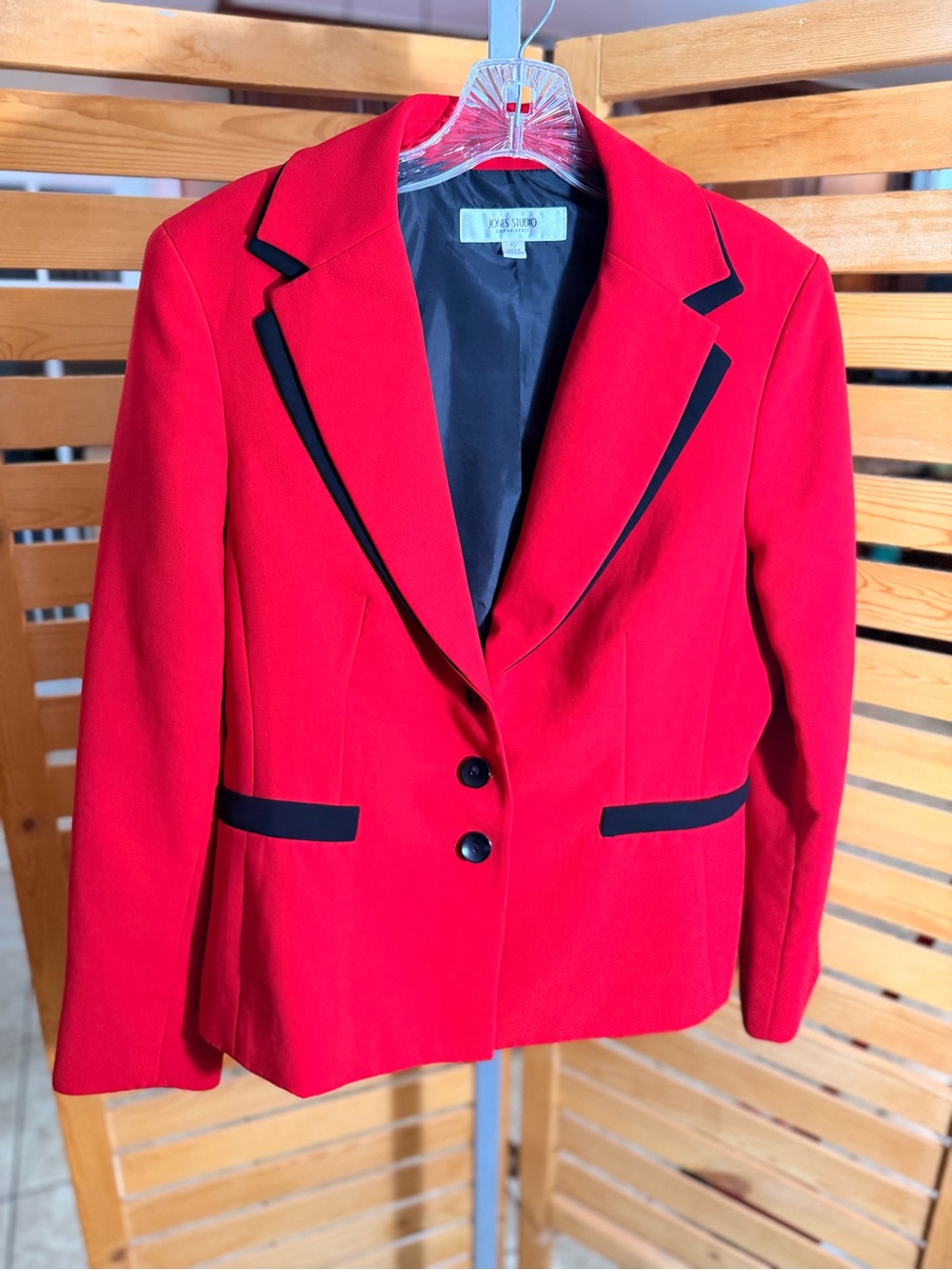 Jones Studio Red Blazer with Black Trim